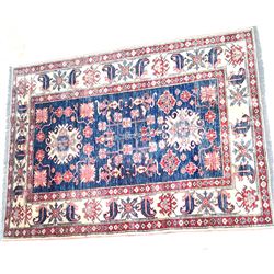 Caucasian Wool Rug w. Scorpion & Floral Pattern 72x54", 15-lbs
