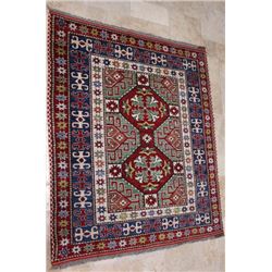 Fine Wool Kazak Caucasian Square Shape Rug 67x60", 17-lbs