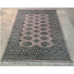 Vintage Authentic Persian Turkamon Handmade Wool Beige Rug 60x38", 8-lbs