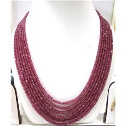 Exotic Ruby Mlti-Strand Faceted Bead Necklace