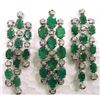 Image 1 : Platinum/SS Natural Emerald & White Sapphire Pendant & Earring Set