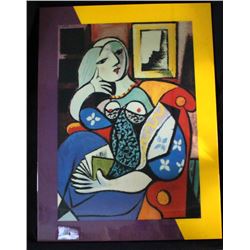 Framed Large Oil on Canvas-Mixed Media Art (Cubism) Sophisticated Lady 47x35"