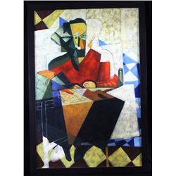 Framed Oil on Canvas (Cubism) Modern Man, 40x27", 6-lbs