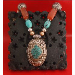 Rare Tibetan Tribal Necklaces Made of Silver & Natural Earth Stones (One of a Kind) 126grams