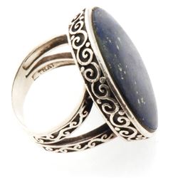 Vintage Circa 1969 Lapis Lazulli Sterling Silver Ring Custom Made 29x27mm