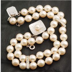 Vintage Diamond & Majorca Pearl Strand of Spain 29gr w/ Orig Box