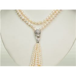 #4-STERLING SILVER & GOLD PLATED PEARL NECKLACE