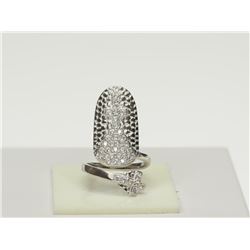 #5-STERLING SILVER CUBIC ZIRCONIA NAIL RING