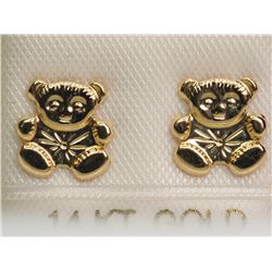 #6-14KT GOLD TEDDY BEAR EARRINGS