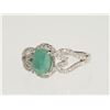 Image 1 : #8-STERLING SILVER CUBIC ZIRCONIA EMERALD RING