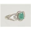 Image 2 : #8-STERLING SILVER CUBIC ZIRCONIA EMERALD RING
