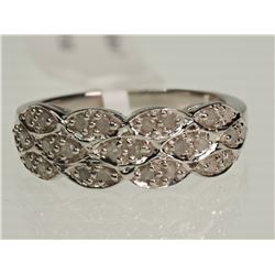 #18-STERLING SILVER DIAMOND RING WITH 26 DIAMONDS
