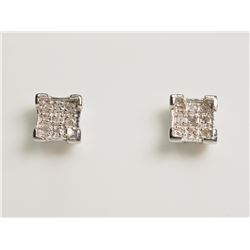 #29-STERLING SILVER DIAMOND EARRINGS