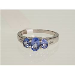 #38-STERLING SILVER TANZANITE AND TOPAZ RING