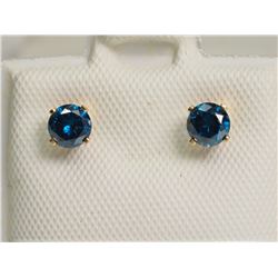 #41-14KT GOLD BLUE  DIAMOND EARRINGS
