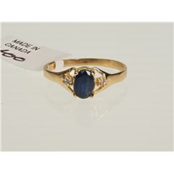 #47-10KT GOLD SAPPHIRE DIAMOND RING