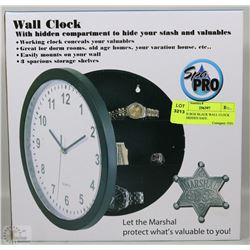 NEW IN BOX BLACK WALL CLOCK WITH HIDDEN SAFE