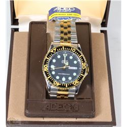 ADEC QUARTZ MENS WATCH WITH 100M WATER RESISTANT