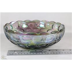 LARGE BLUE CARNIVAL GLASS BOWL