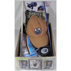 BOX W/OILER AND NHL PARAPHERNALIA -