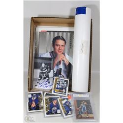 BOX OF SIGNED HOCKEY CARDS, PICTURES