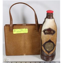 CUERO DE NEONATO PURSE FROM ARGENTINA FUR WITH KAHLUA BOTTLE