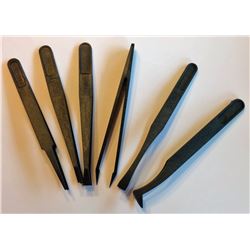 SET OF 6 ALL PURPOSE ANTI STATIC TWEEZERS