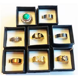 LOT OF 8 MEN'S FASHION RINGS