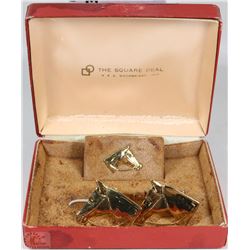 THE SQUARE DEAL "HORSE FIGURE CUFFLINKS" WITH PIN