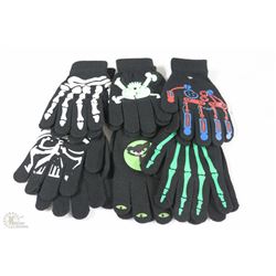 BAG OF 6 PAIRS OF GLOW IN THE DARK GLOVES