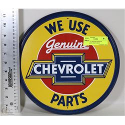 METAL 12" ROUND GENUINE CHEVROLET PARTS SIGN