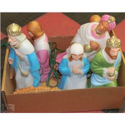 VINTAGE LIGHT UP 7PC CHRISTMAS NATIVITY SCENE SET