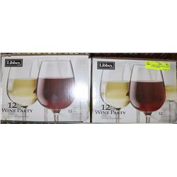 2 LIBBEY  BOXES OF WINE GLASSES (12 IN EACH BOX)
