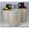 Image 1 : TWO VINTAGE MOON SHINE JUGS AND SMALL CROCK POT