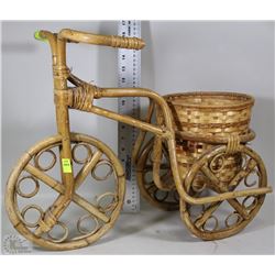 LARGE WICKER BICYCLE PLANT STAND 20"X15" TALL