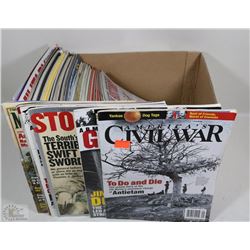 BOX W/OVER 40 MILITARY MAGAZINES, CIVIL