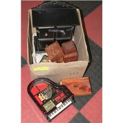 BOX W/LARGE BLACK JEWELRY BOX FULL