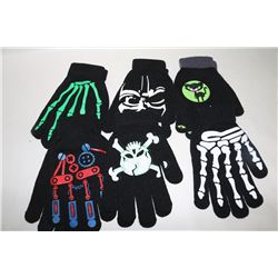 BAG OF 6 PAIRS OF GLOW IN THE DARK GLOVES