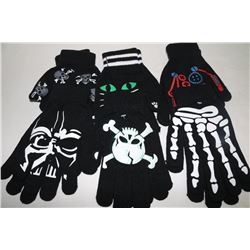 BAG OF 6 PAIRS OF GLOW IN THE DARK GLOVES