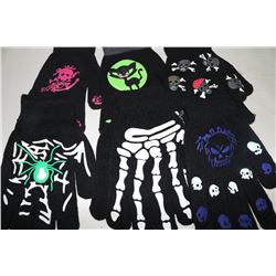 BAG OF 6 PAIRS OF GLOW IN THE DARK GLOVES