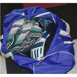 LOT OF WINTER ITEMS INCLUDING GLOVES, TOQUES, AND