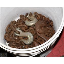 BUCKET WITH 10' AND 12' HEAVY DUTY TOW CHAINS WITH