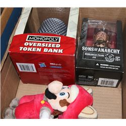 BOX OF COLLECTIBLES , MONOPOLY OVERSIZED THIMBLE