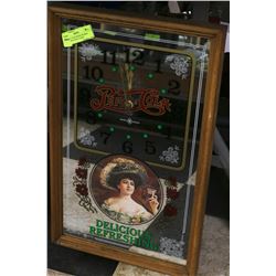 VINTAGE 1970'S WOOD FRAMED PEPSI COLA WALL CLOCK