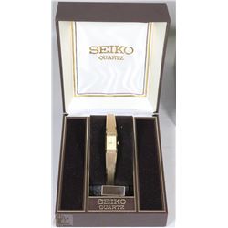 NEW SEIKO LADIES GOLD TONE WATCH SLIM WITH CASE
