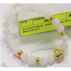 #17-NATURAL WHITE JADE BEADS BRACELET