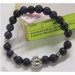 #19-NATURAL DARK BLUE LAPIS LAZULI BEAD BRACELET