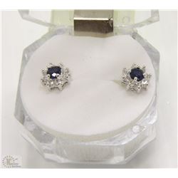 #32-NATURAL BLUE SAPPHIRE & CZ EARRING