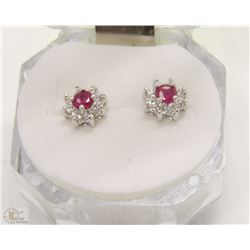 #33-NATURAL RED RUBY & CZ EARRINGS
