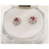 Image 1 : #33-NATURAL RED RUBY & CZ EARRINGS